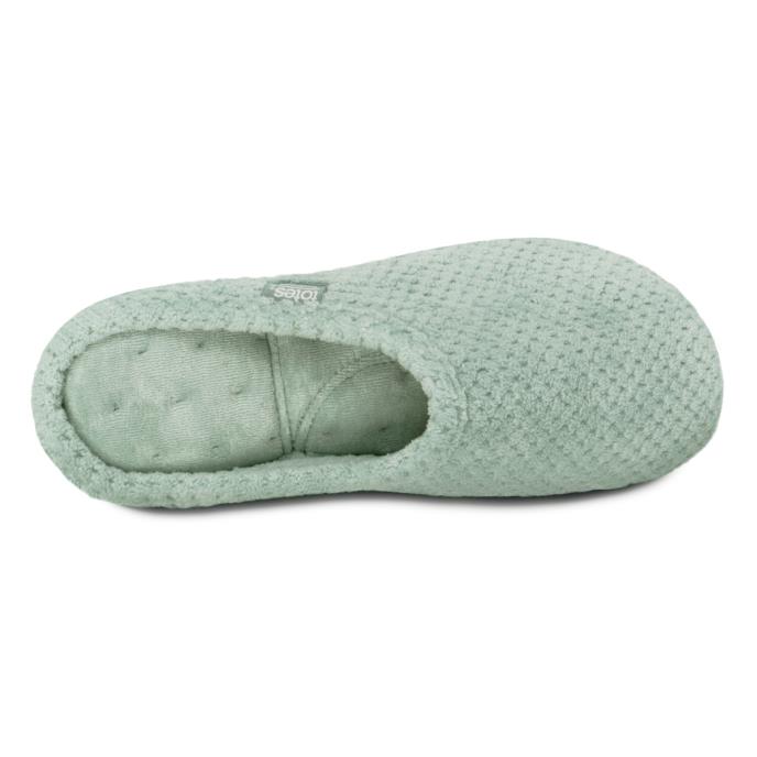 Isotoner Ladies Popcorn Terry Mule Slippers Mint Extra Image 4